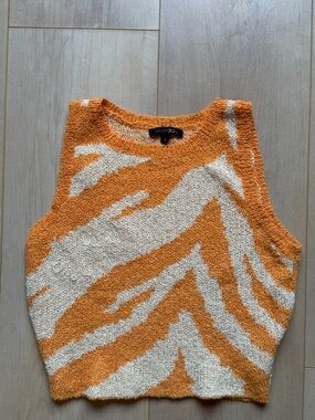 Papermoon Orange Cream Abstract Knit Sweater Vest Size Small